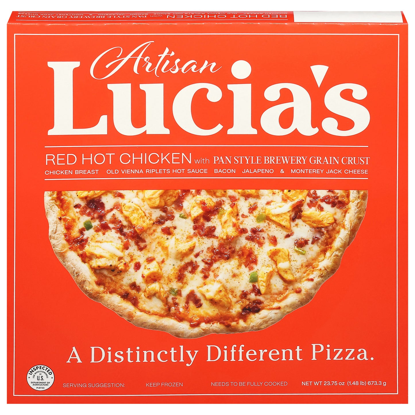 Lucia's Artisan Pan Style Brewery Grain Crust Red Hot Chicken Pizza 23.75 oz