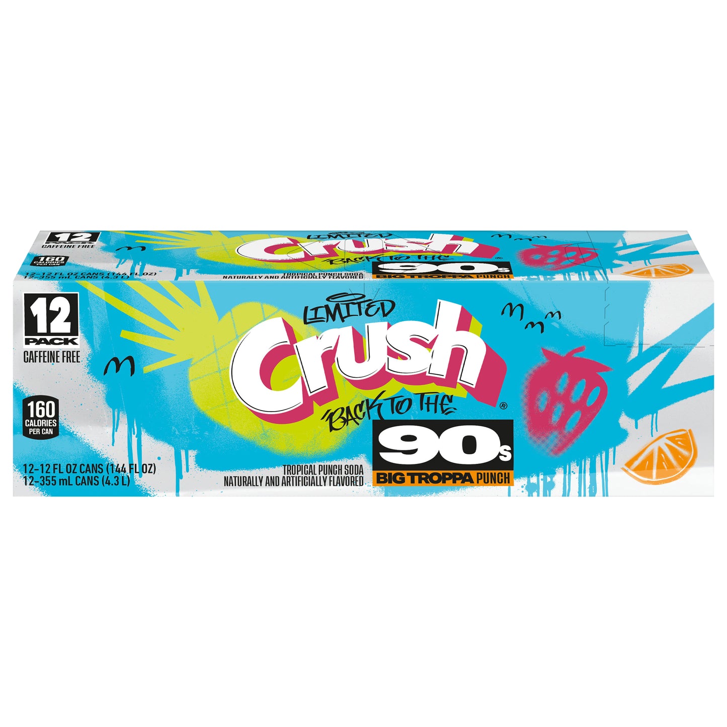Crush Back to the 90's Big Troppa Punch Soda, 12 fl oz cans, 12 pack