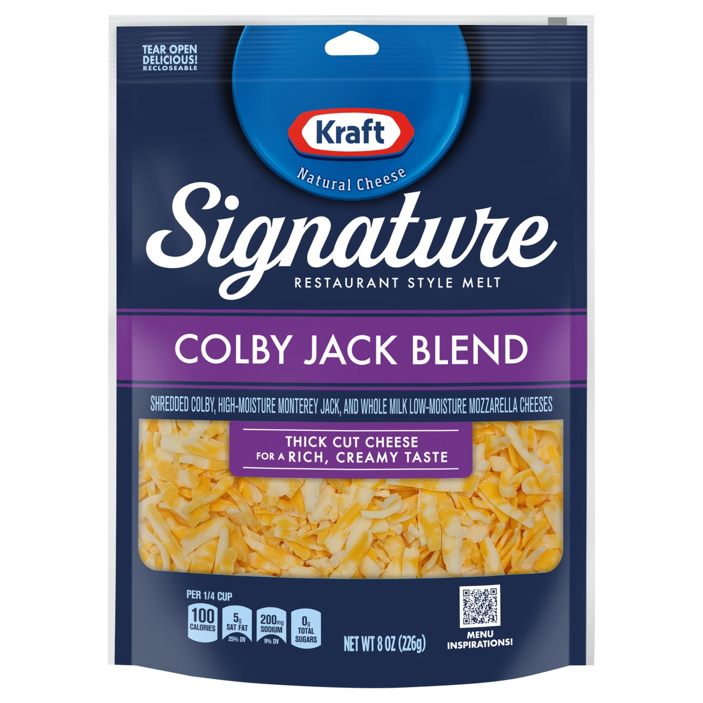 Kraft Signature Thick Shreds Colby Blend Cheese 8 oz Bag