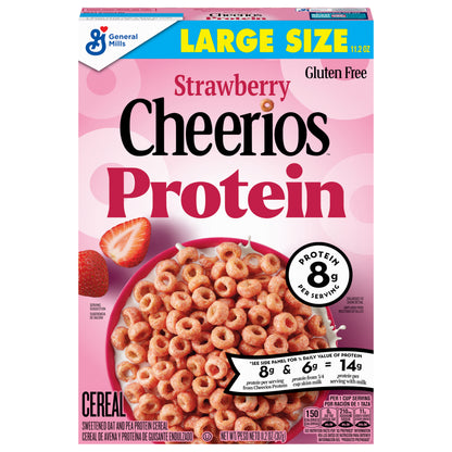 Cheerios Protein Cereal, Strawberry, 8g Protein, Large Size, 11.2 oz