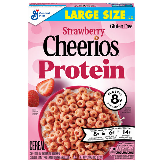 Cheerios Protein Cereal, Strawberry, 8g Protein, Large Size, 11.2 oz