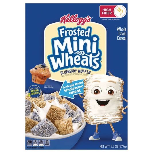 Kellogg's Frosted Mini-Wheats Breakfast Cereal Blueberry Muffin, Kids Cereal, 13.3 oz