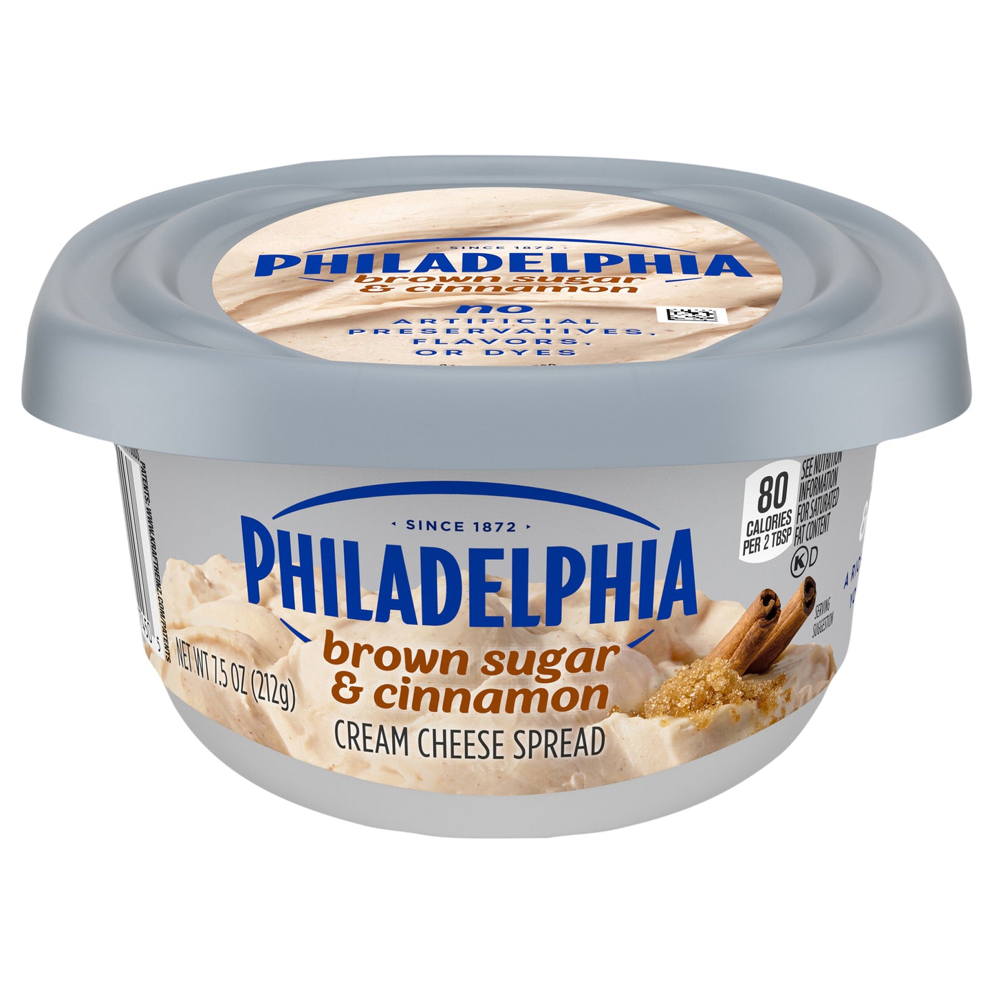 Philadelphia Flavored Cream Cheese Spread, 1 Tub, for Smooth, Spreadable Mornings, Brown Sugar & Cinnamon, No Artificial Preservatives, Flavors or Dyes, 7.5 oz