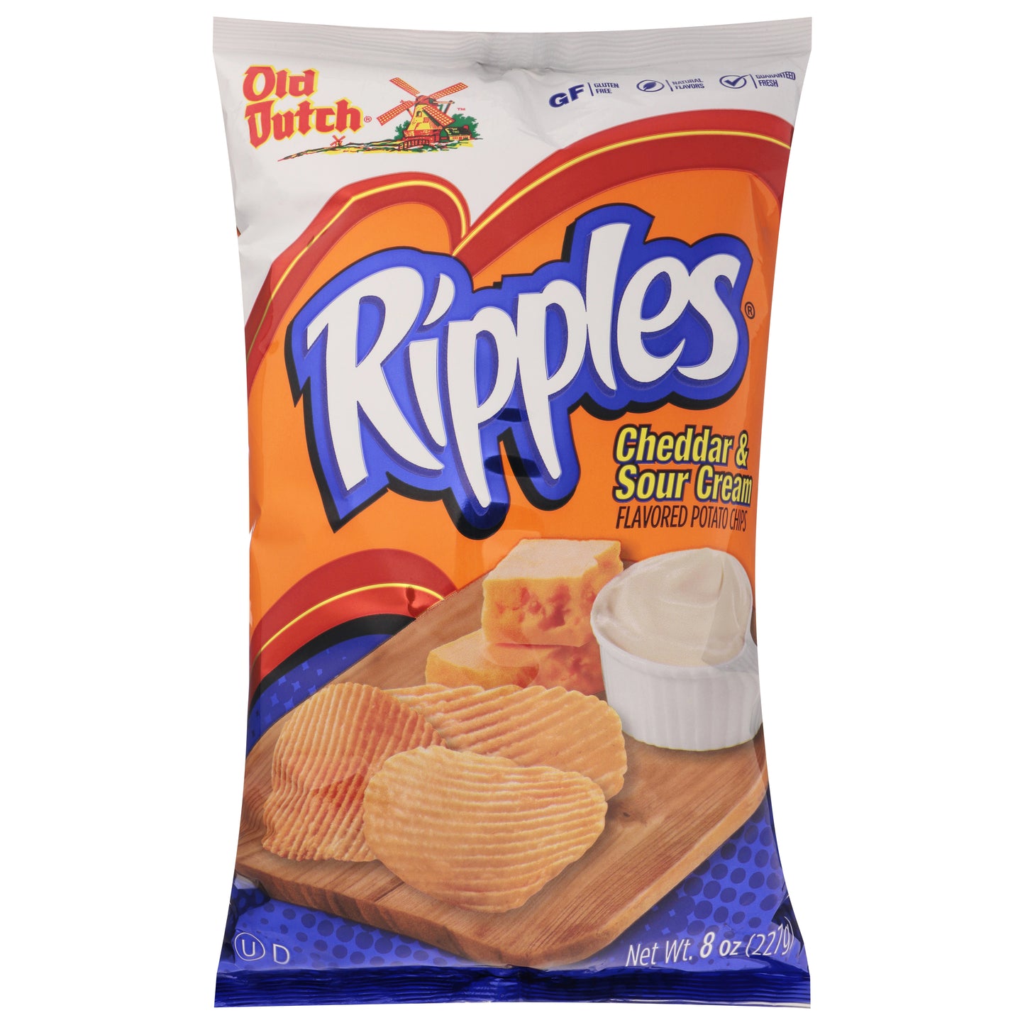 Old Dutch Ripples Cheddar & Sour Cream Flavored Potato Chips 8 oz