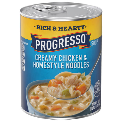 Progresso Creamy Chicken and Homestyle Noodles Soup, Rich and Hearty Canned Soup, 18.5 oz