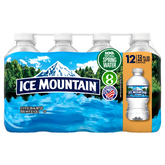 ICE MOUNTAIN Brand 100% Natural Spring Water, 12-ounce plastic bottles (Pack of 12)