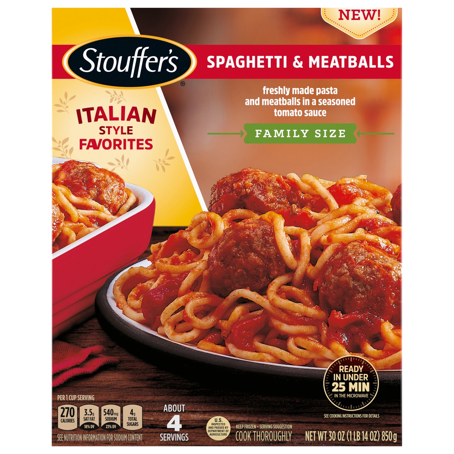 STOUFFER'S Family Size Spaghetti And Meatballs Frozen Entrée 30oz Box