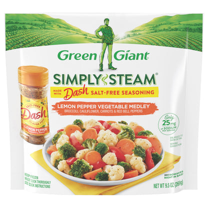 Green Giant Simply Steam Lemon Pepper Vegetable Medley, Frozen Vegetable Mix, Made with Dash Salt-Free Seasoning, 9.5 OZ