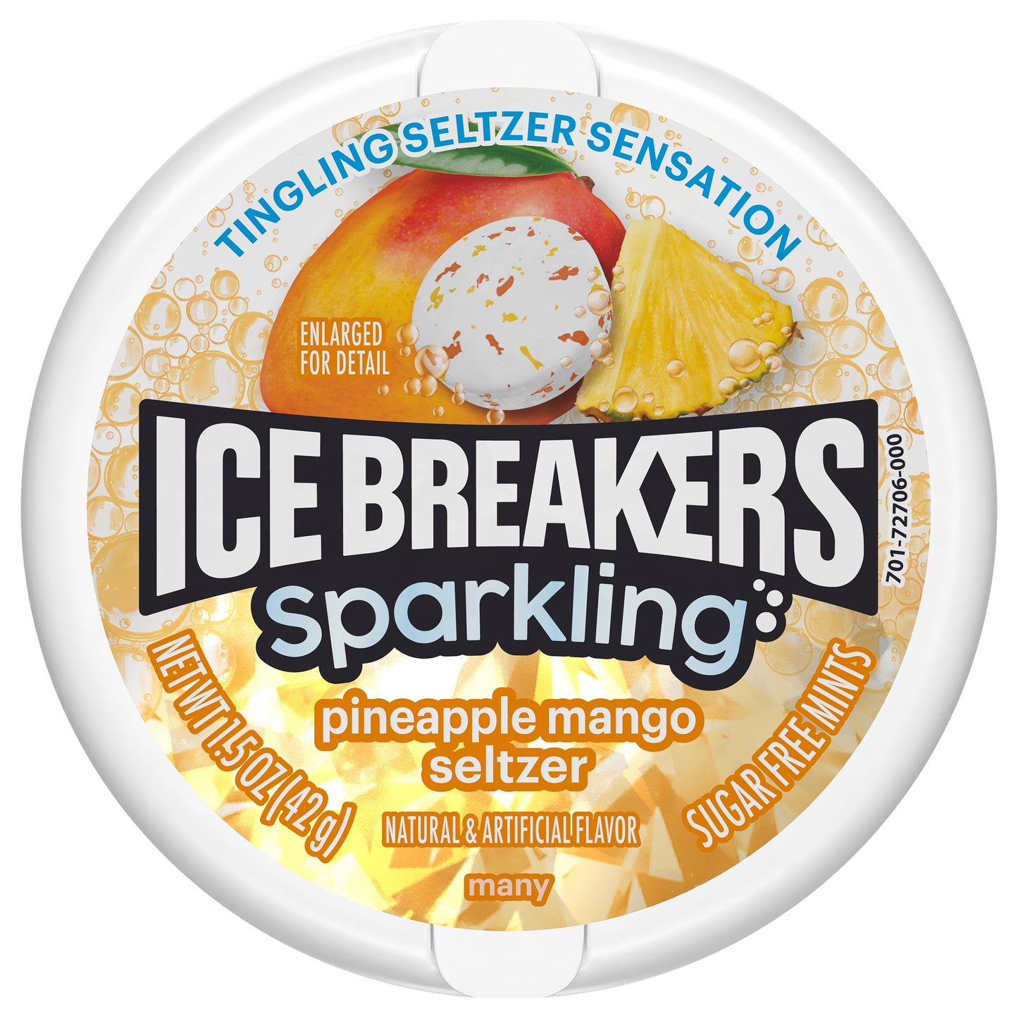 ICE BREAKERS Sparkling Pineapple Mango Seltzer Sugar Free Mints Tins, 1.5 oz