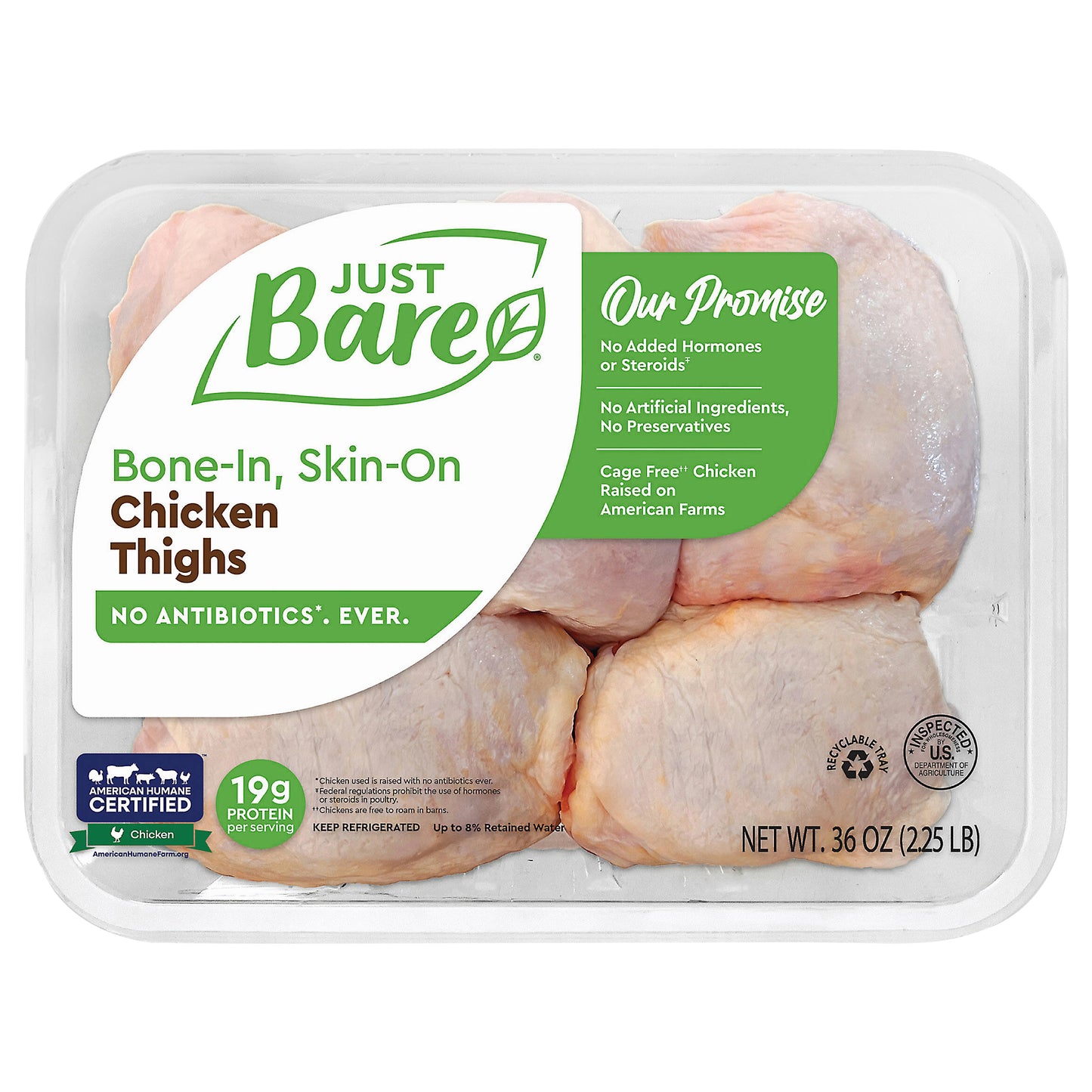 Just Bare Brand Chicken Thighs - 36OZ