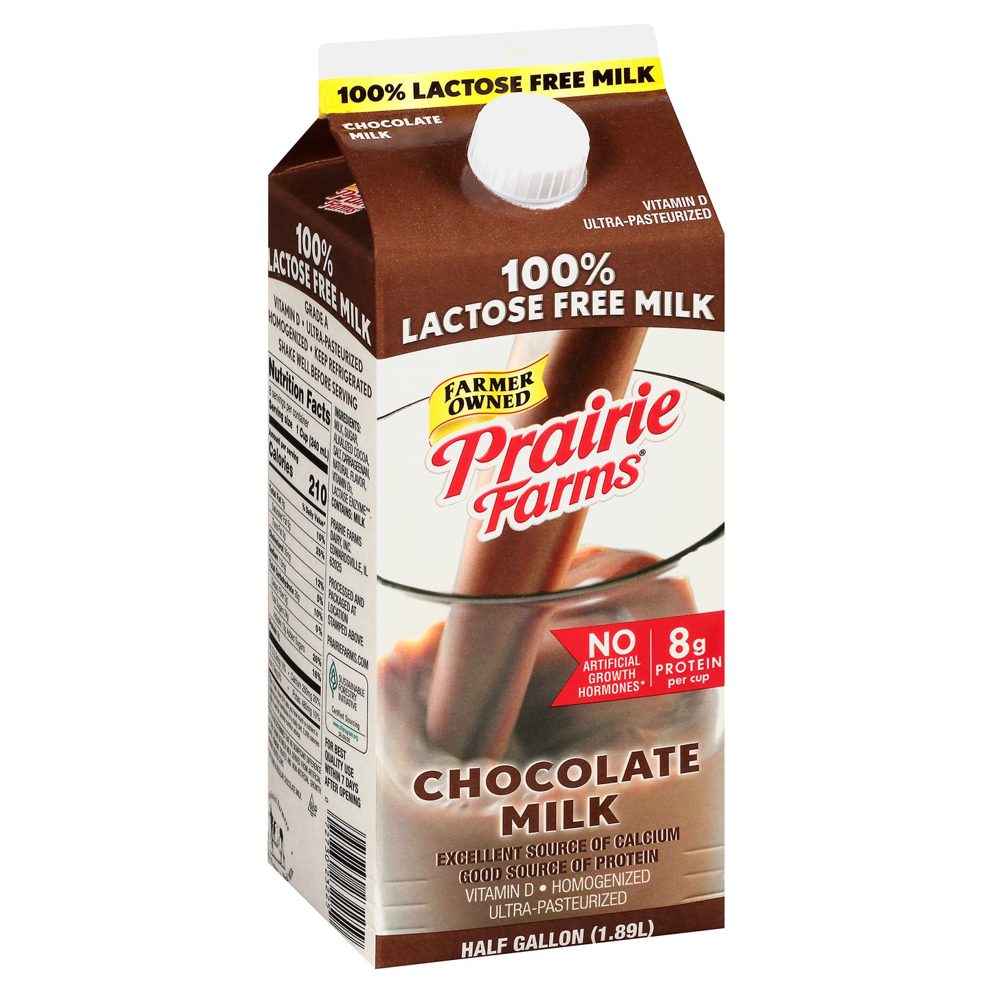 Prairie Farms 100% Lactose Free Chocolate Chocolate Milk 0.5 gl Carton