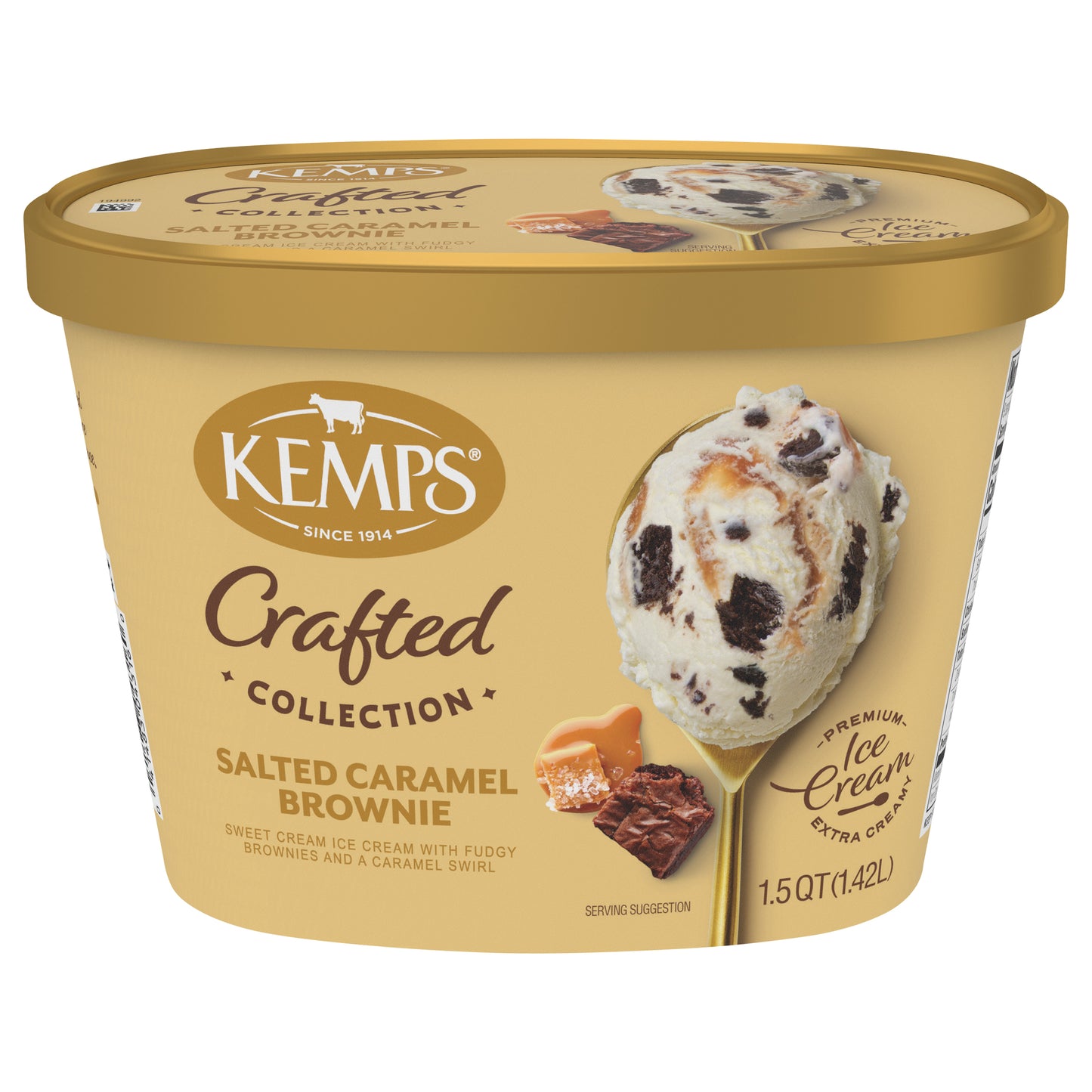 Kemps Crafted Collection Salted Caramel Brownie Ice Cream 1.5 Quart