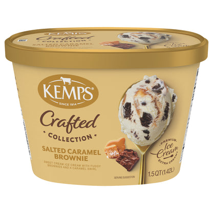 Kemps Crafted Collection Salted Caramel Brownie Ice Cream 1.5 Quart