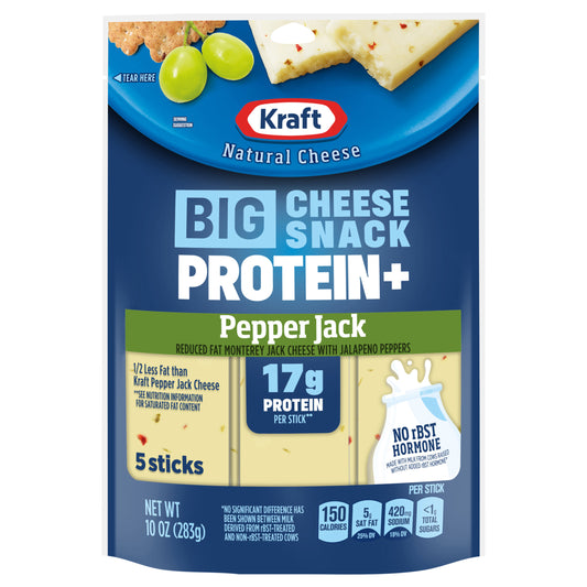 Kraft Reduced Fat Pepper Jack Protein Big Stick 10 oz Bag (5-2oz Sticks)