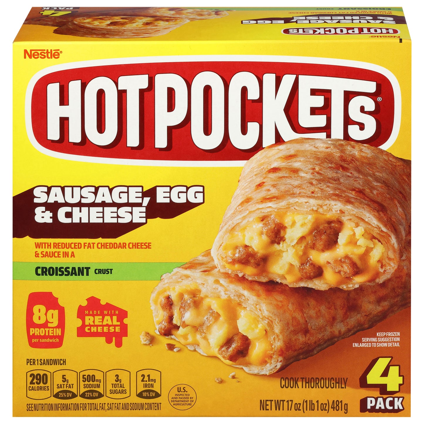 Hot Pockets Croissant Crust Sausage, Egg & Cheese Sandwiches 4 Pack