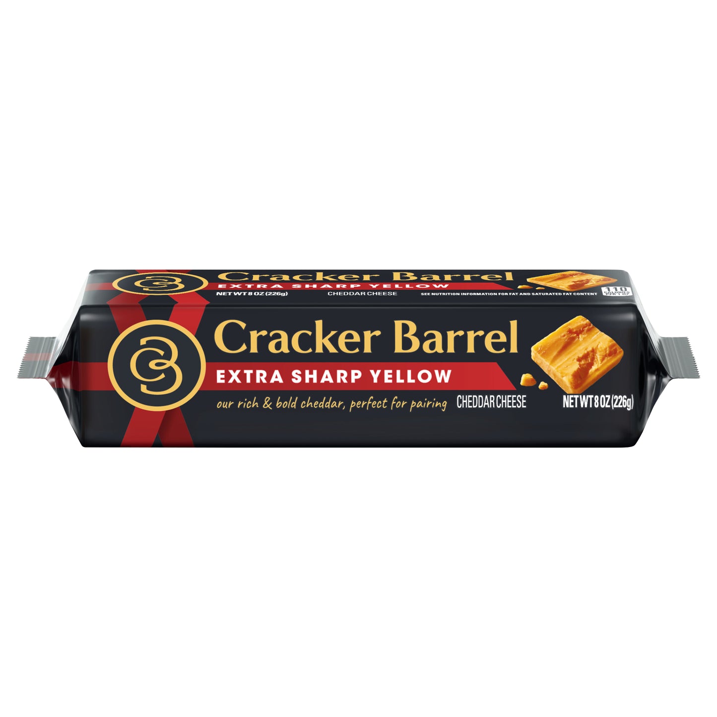 Cracker Barrel Extra Sharp Yellow Cheddar Cheese, 8 oz Block