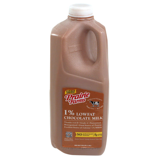 Prairie Farms 1% Low Fat Chocolate Milk, Half Gallon 64 Fl Oz