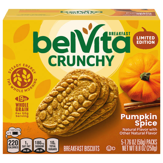 belVita Pumpkin Spice Breakfast Biscuits, 5 Packs (4 Biscuits Per Pack)
