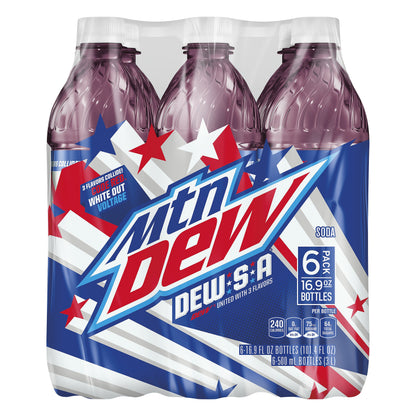 Mtn Dew Dew S A Soda United With 3 Flavors 16.9 Fluid Ounce 6 Count Bottle