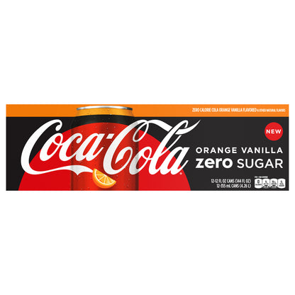 Coca-Cola Orange Vanilla Zero Sugar Fridge Pack Cans, 12 fl oz, 12 Pack