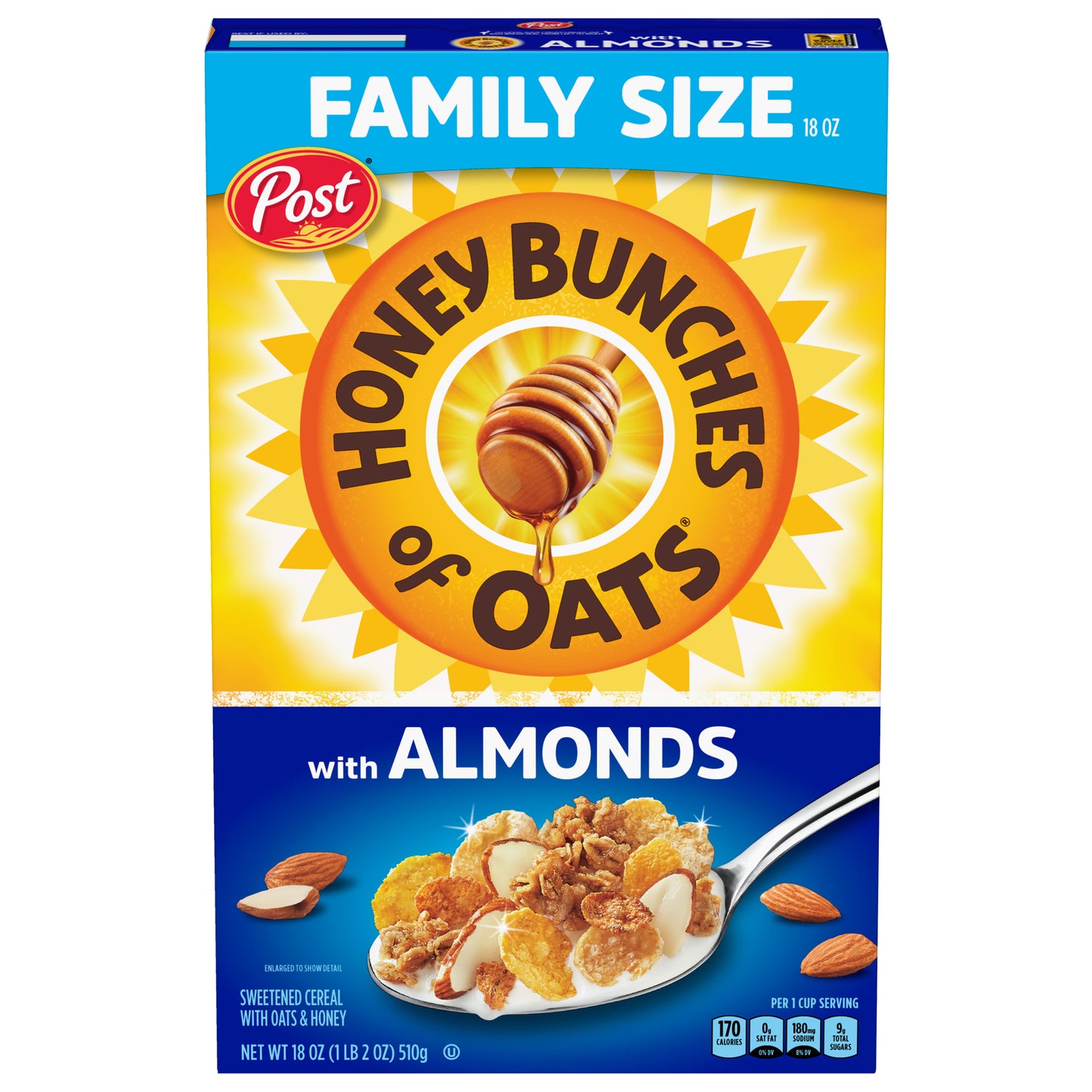 Honey Bunches of Oats Cereal with Almonds Family Size 18 oz