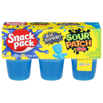 Snack Pack Sour Patch Kids Blue Raspberry Juicy Gels 6 - 3.25 oz Cups