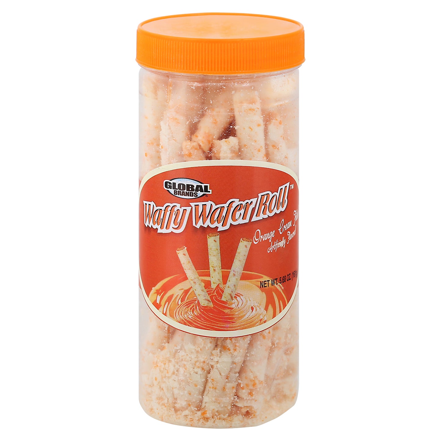 Global Brands Orange Cream Filled Waffy Wafer Roll 5.68 oz