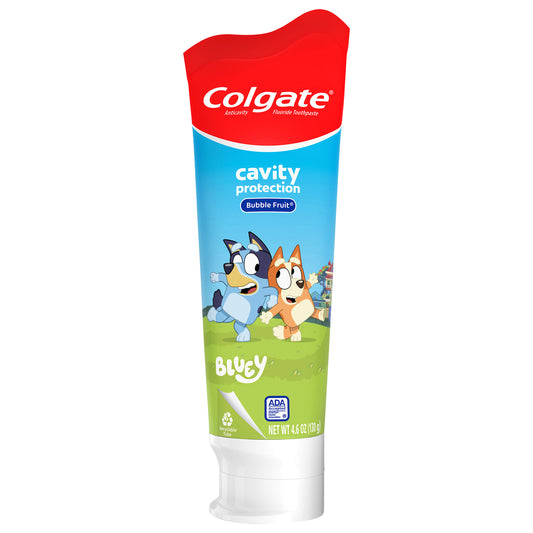 Colgate Kids Bluey Toothpaste with Fluoride, Mild Bubble Fruit Flavor, 4.6 Oz.