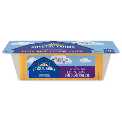 Crystal Farms Cracker Cuts Wisconsin Extra Sharp Cheddar Cheese Slices, 24 ct