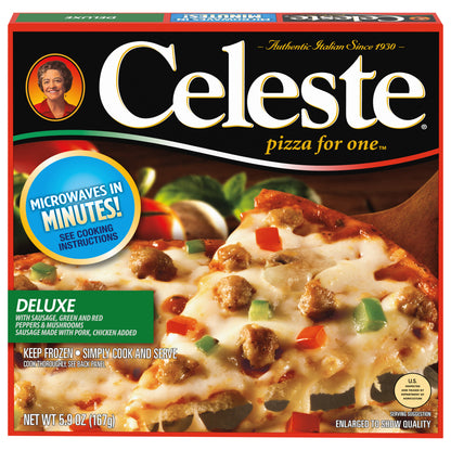 Celeste Deluxe Pizza for One, Individual Microwavable Frozen Pizza, 5.9 oz.