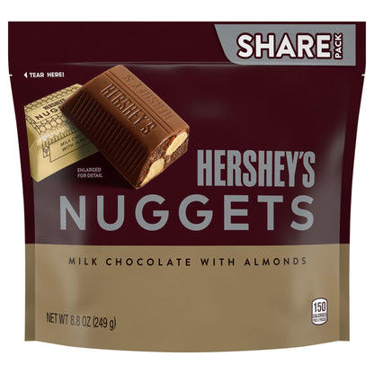 HERSHEY'S NUGGETS Milk Chocolate with Almonds Candy Share Pack, 8.8 oz