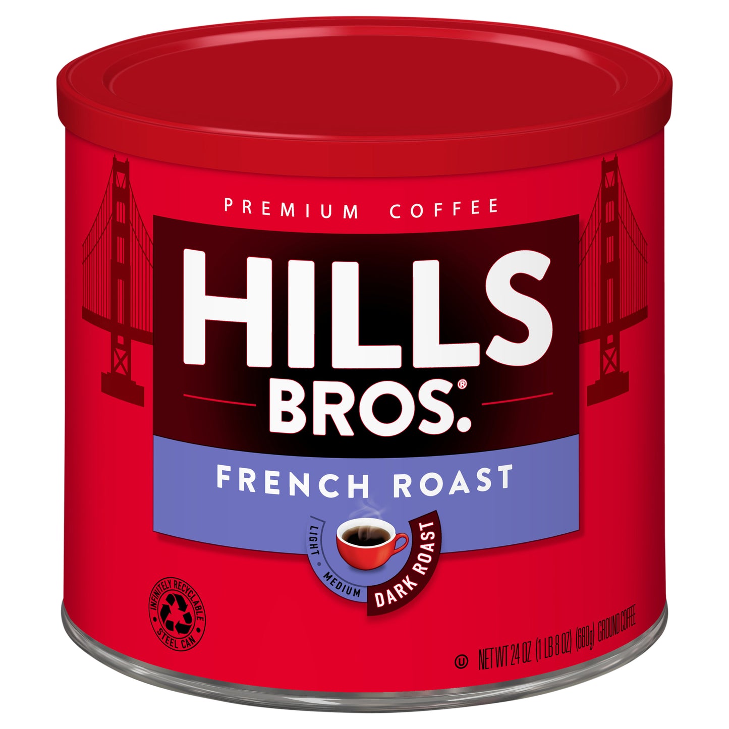 Hills Bros. French Roast Dark Roast Ground - 24 oz Can