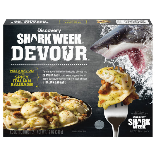 DEVOUR Pesto Ravioli with Spicy Italian Sausage & Classic Basil Frozen Meal, 12 oz Box