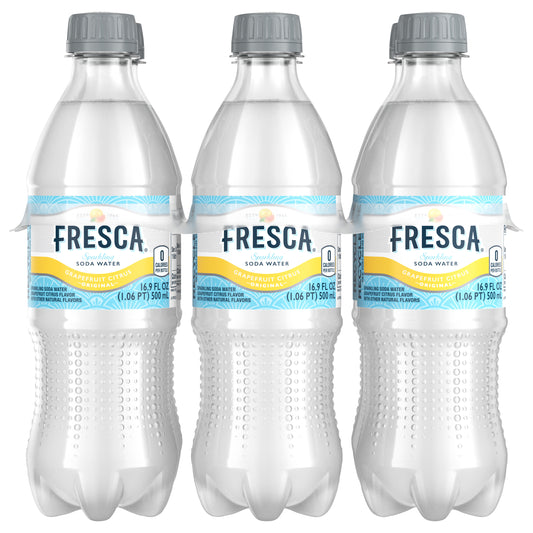 Fresca Grapefruit Citrus Sparkling Soda Water Bottles, 16.9 fl oz, 6 Pack