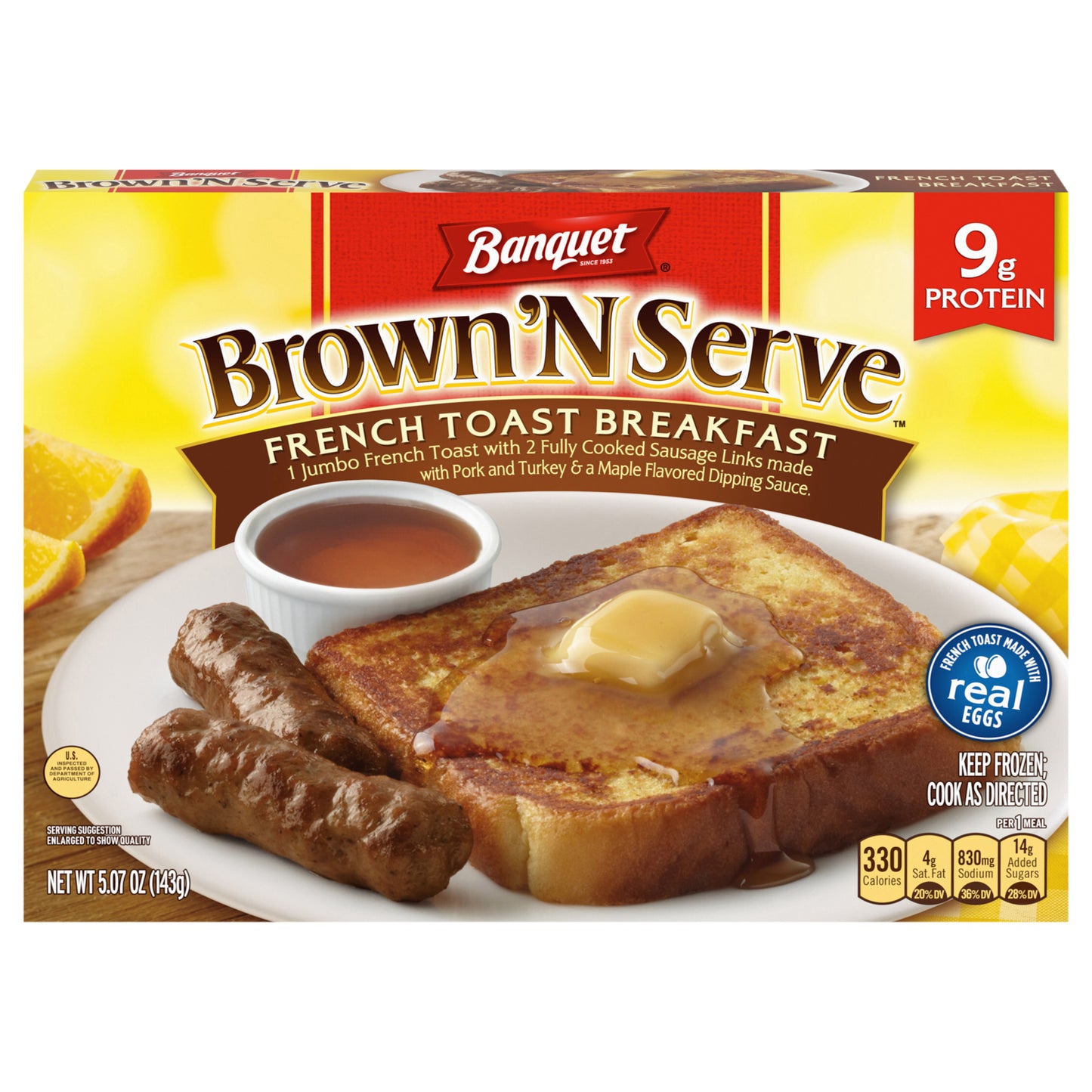 Banquet Brown 'N Serve French Toast Breakfast, Frozen Breakfast, 5.07 oz.