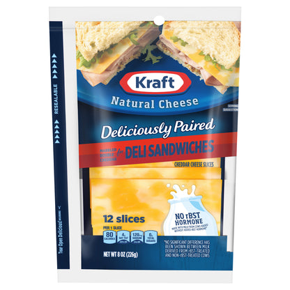 Kraft  Deliciously Paired Natural Double Cheddar Marbled Cheese Slices 8 oz Wrapper (12 Slices)