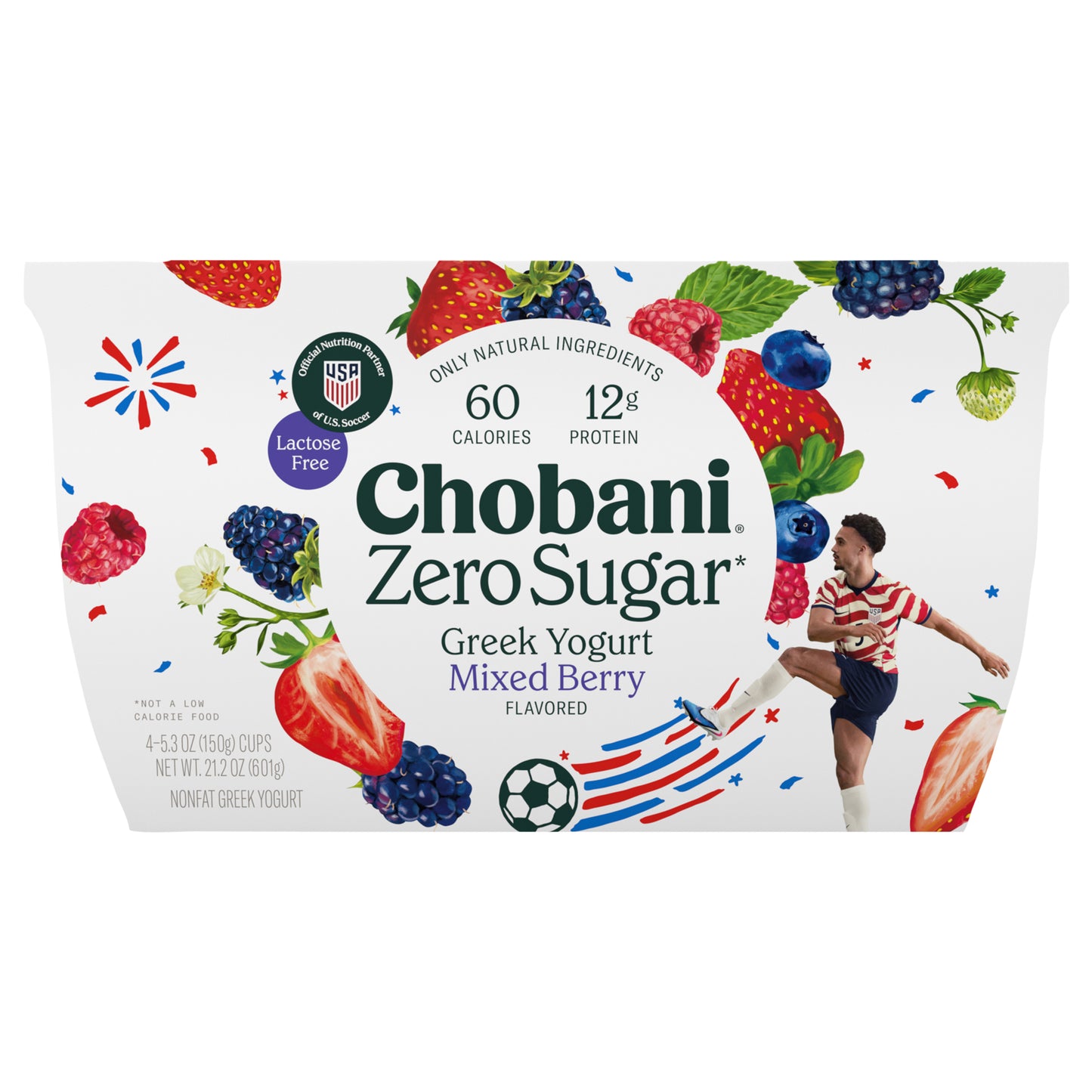 Chobani Zero Sugar Mixed Berry Greek Yogurt 5.3oz 4ct