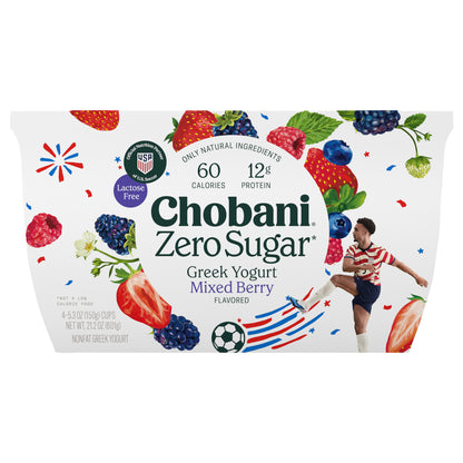 Chobani Zero Sugar Mixed Berry Greek Yogurt 5.3oz 4ct