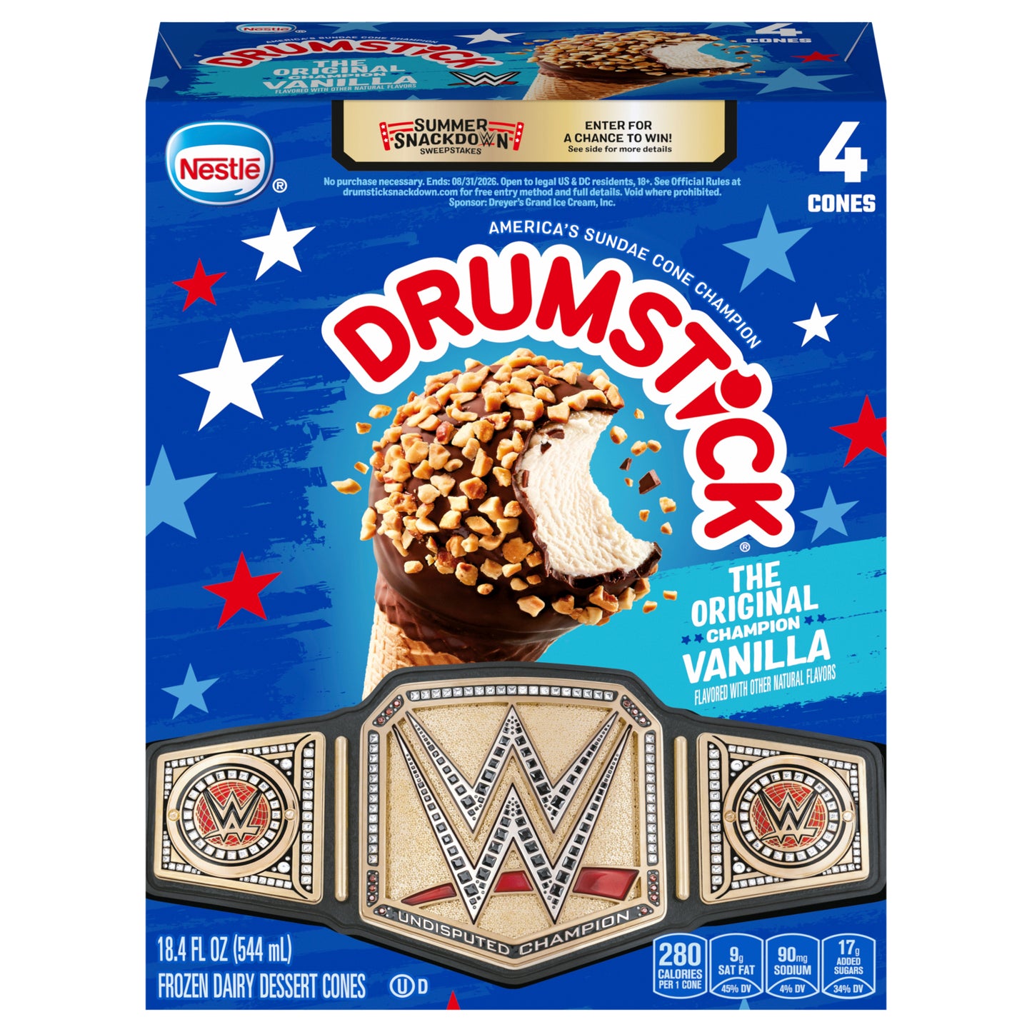 Drumstick Vanilla Frozen Dairy Dessert Cones 4 Each