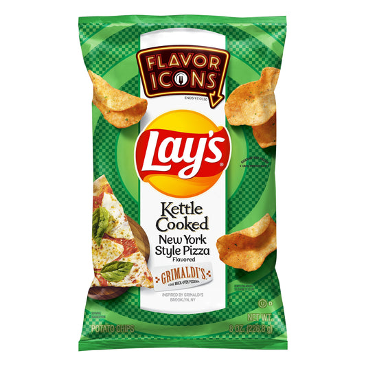 Lay's Kettle Cooked Potato Chips New York Style Pizza Flavored 8 Oz