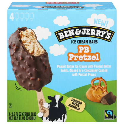 Ben & Jerry's PB Pretzel Ice Cream Bars 4 - 2.5 fl oz Bars