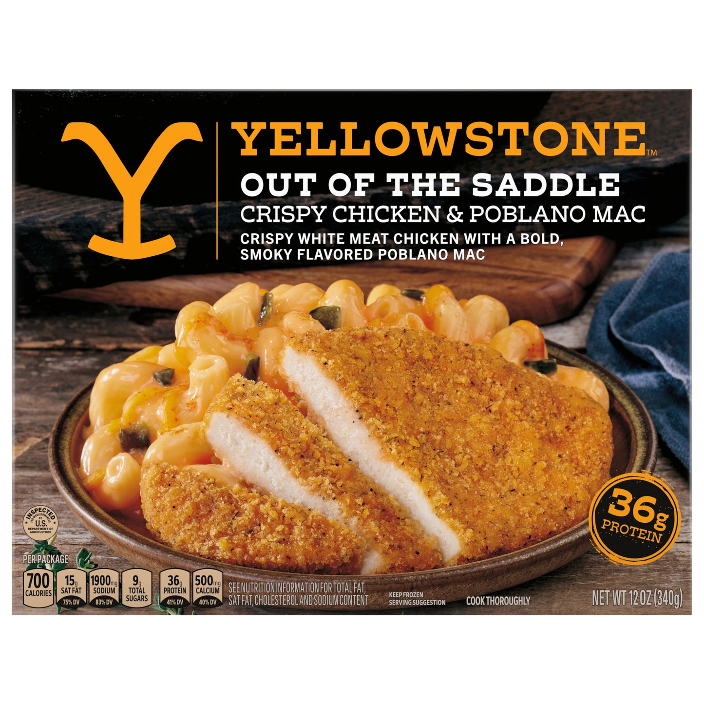 Yellowstone Crispy Chicken and Poblano Mac and Cheese, Protein Frozen Single Meals