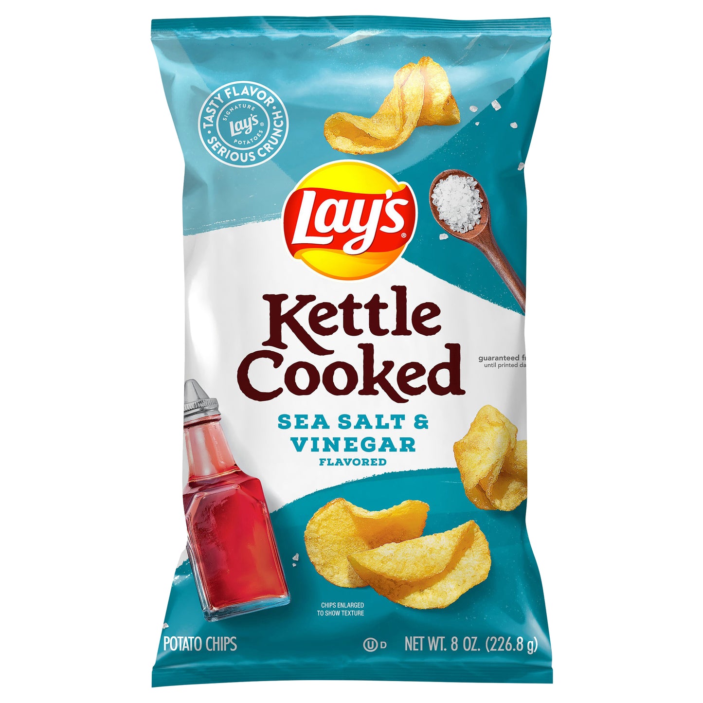 Lay's Kettle Cooked Potato Chips Sea Salt & Vinegar Flavored 8 Oz