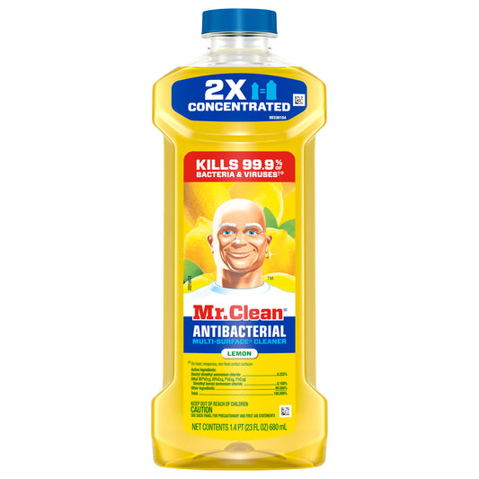 Mr. Clean Antibacterial All Purpose Cleaner, Floor Cleaner for Mopping, Cleaning Liquid, Lemon, 23oz