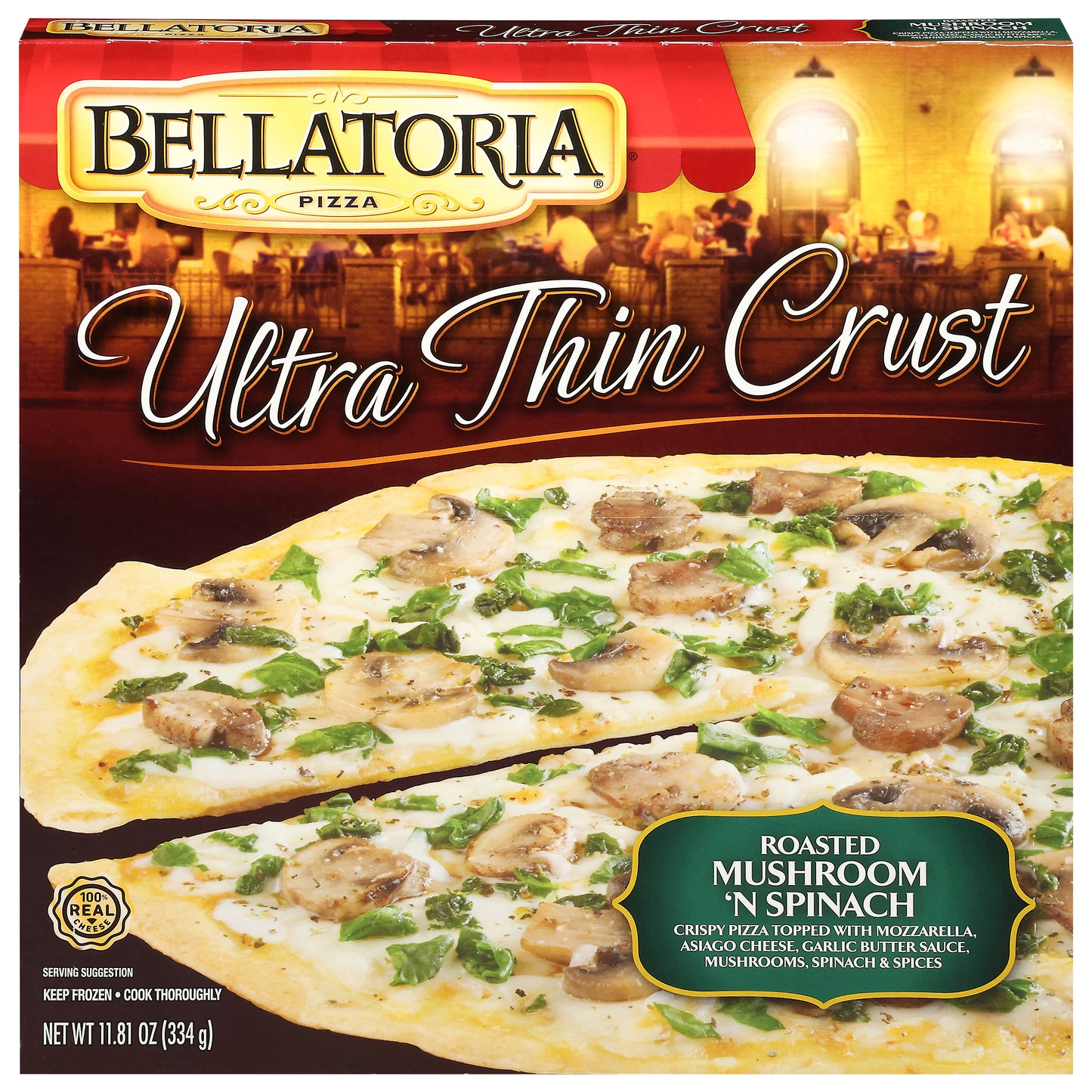 Bellatoria Ultra Thin Crust Roasted Mushroom 'N Spinach Pizza 11.81 oz