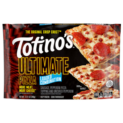 Totino's Ultimate Pizza, Loaded Combination, Sausage and Pepperoni, Frozen Pizza, Frozen Snacks, 12.21 oz
