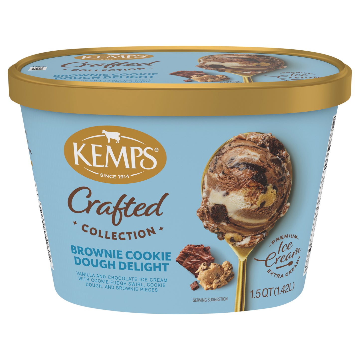 Kemps Crafted Collection Brownie Cookie Dough Delight Ice Cream 1.5 Quart
