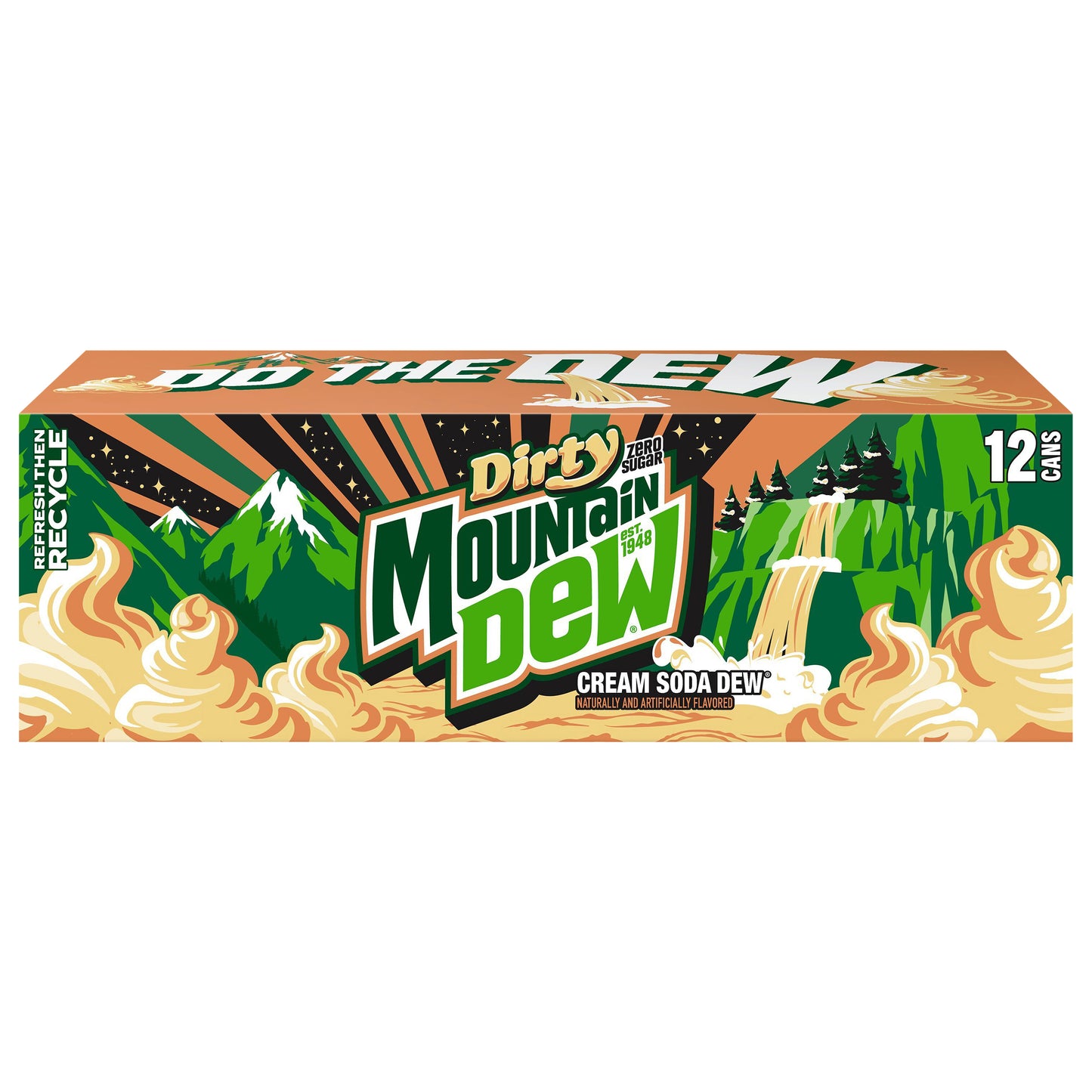 Mountain Dew Zero Sugar Dirty Dew Cream Soda 12 Fl Oz X 12
