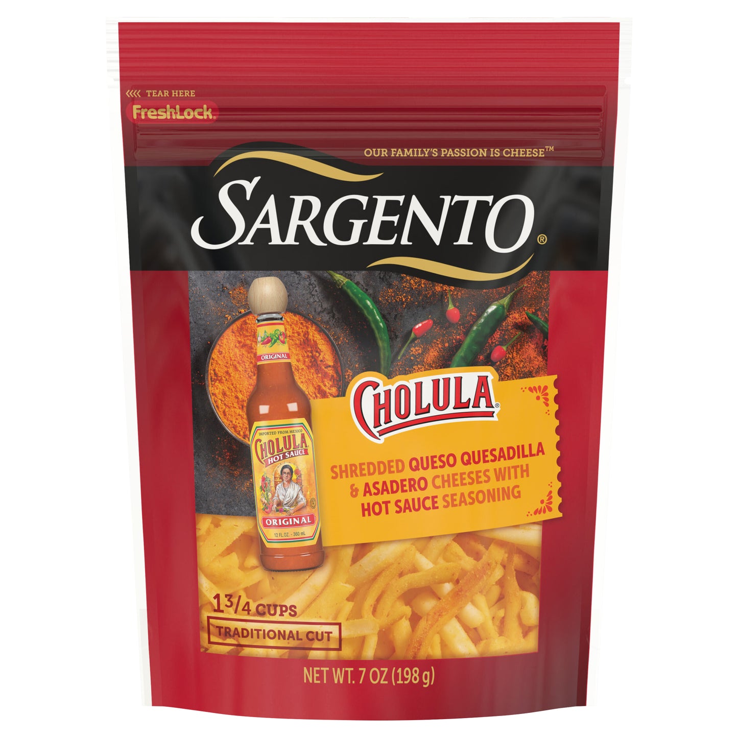 Sargento® Cholula® Queso Quesadilla & Asadero Shredded Cheeses with Hot Sauce Seasonings, Traditional Cut, 7 oz.