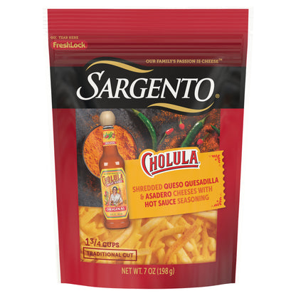 Sargento® Cholula® Queso Quesadilla & Asadero Shredded Cheeses with Hot Sauce Seasonings, Traditional Cut, 7 oz.